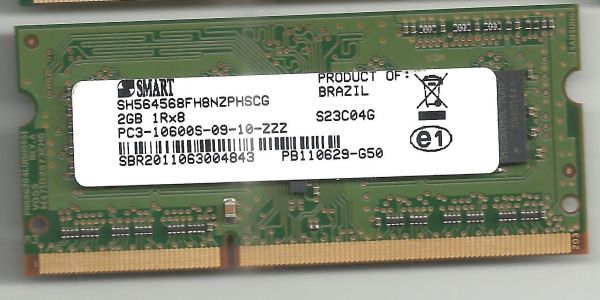 Memória 2GB DDR3 1333Mhz SMART p/ Notebook